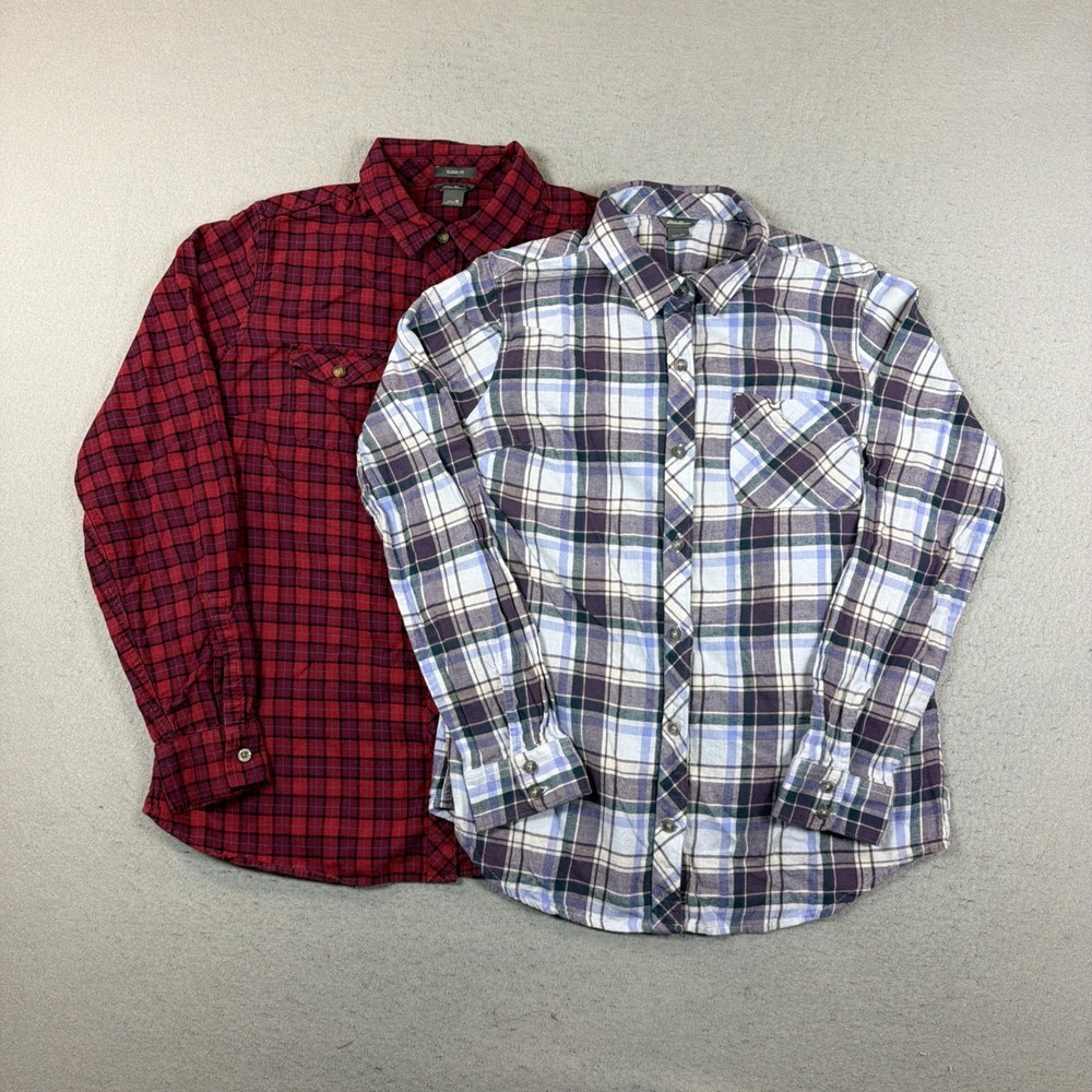 Eddie Bauer Womens M Classic Fit Plaid Button Down Shirt Long Sleeve Lot of 2